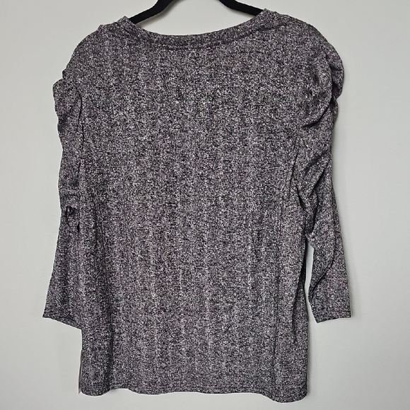 Zac & Rachel NWT Romantic Textured Gray 3/4 Sleeve Shimmer Top XL - Picture 7 of 7
